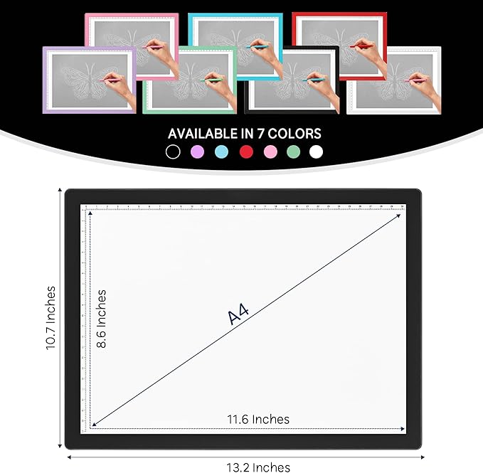 iVyne Corded Light Pad for Weeding Vinyl - A4 Light Box for Drawing - Light Board for Tracing - Light Box for Diamond Painting, Weeding Vinyl, Sketching, Tracing (Black)-CubbioJoy