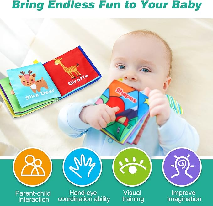 Baby Bath Books, Nontoxic Fabric Soft Baby Cloth Books, Early Education Toys, Waterproof Baby Books for Toddler, Infants Perfect Shower Toy, Kids Bath Toys Birthday Gift (Pack of 8)-CubbioJoy