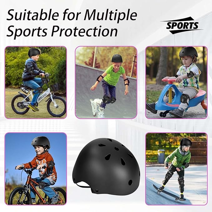 Kids Bike Helmet Set Adjustable Helmet for Ages 3-15 Kids Toddler Boys Girls Youth, Multi-Sport Bicycle Skateboarding Football Rollerskating Scooter Rollerblade Balance Bike Helmets-CubbioJoy