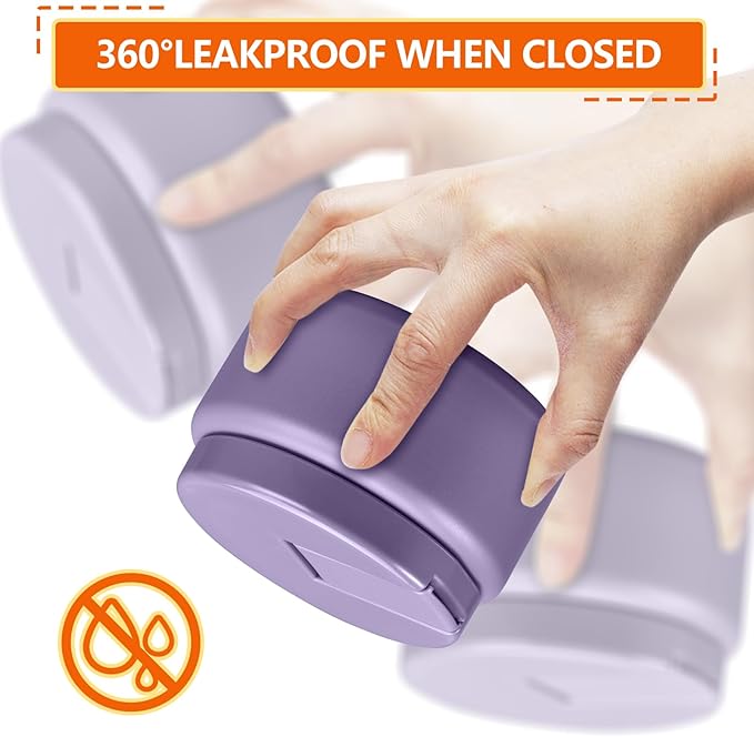 13.5oz Kids Thermos for Hot Food, Insulated Vacuum Food Jar with Buckle Lid, Stainless Steel Wide Mouth Leak Proof Insulated Lunch Container for School Picnic Travel,Purple-CubbioJoy