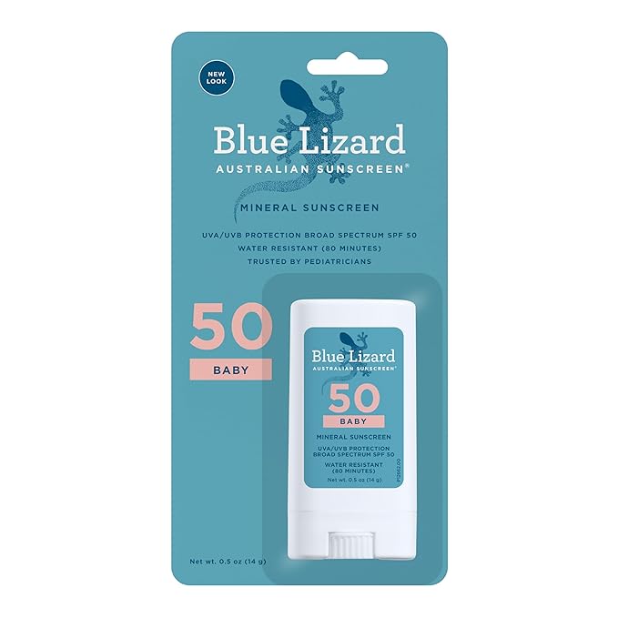 Blue Lizard BABY Mineral Sunscreen Stick with Zinc Oxide, SPF 50+, Water Resistant, UVA/UVB Protection - Easy to apply, Fragrance Free, .5 oz-CubbioJoy