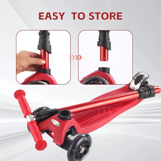 3 Wheel Scooter for Kids Ages 6-12,Kids Scooter with Light Up Wheels, Sturdy Deck Design, and 4 Height Adjustable Suitable for Kid Ages 3-12-CubbioJoy