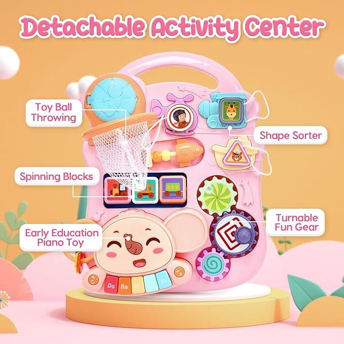 CUTE STONE 2-in-1 Baby Walker for Girls, Toddlers Learning Walker, Early Educational Push Walking Toys with Detachable Activity Center for Infants 12+ Months-CubbioJoy