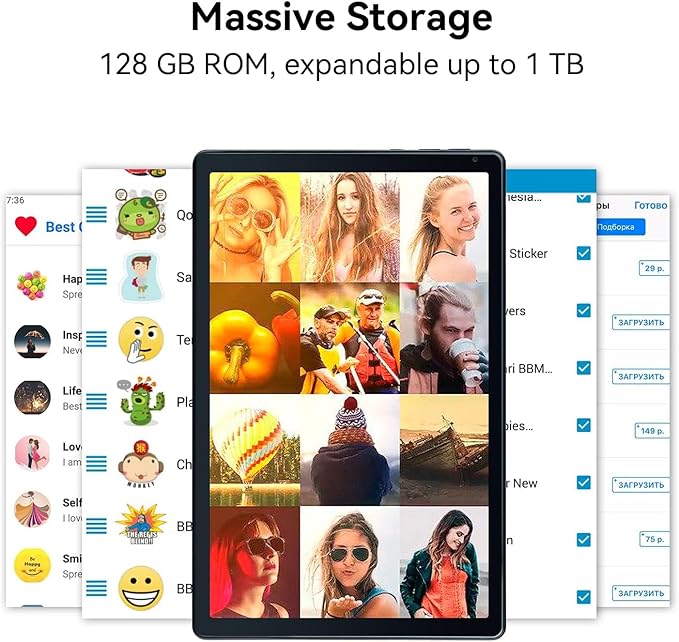 Android Tablet, 10.1 inch Tablets with 1280 * 800 IPS HD Touchscreen, Octa-Core Processor, 10(4+6) GB RAM 128GB ROM, 1TB TF Card Expandable, 5G/2.4G WiFi, BT 5.0,Dual Camera, Google Tablet-CubbioJoy