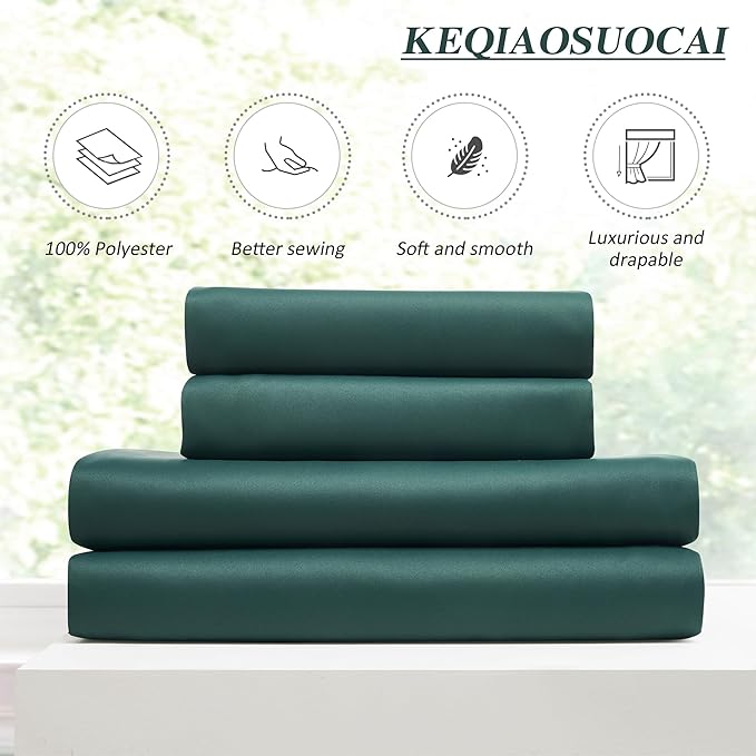 KEQIAOSUOCAI Dark Hunter Green Window Draperies 120 Inches Long 10 Feet Tall, Pinch Pleat Room Darkening Thermal Insulated Curtains for Living Room Emaerald Green 40 x 120-inch 2 Panels-CubbioJoy