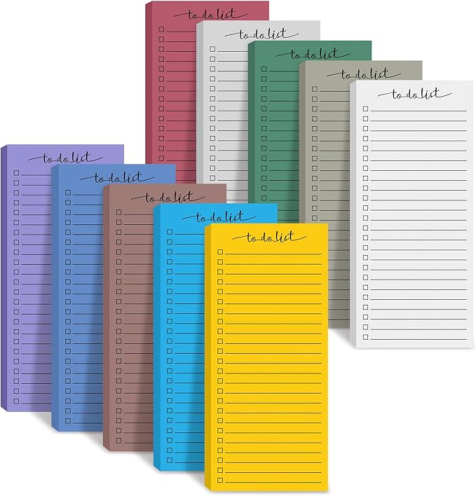 Censen 10 Pack 500 Sheets To Do List Notes Daily Checklist Notepads with 50 Sheets Each Undated Color Memo Pad Block Shopping List Pad Weekly Plan Notepad Organizer Planners(Assorted Color,Lined)-CubbioJoy