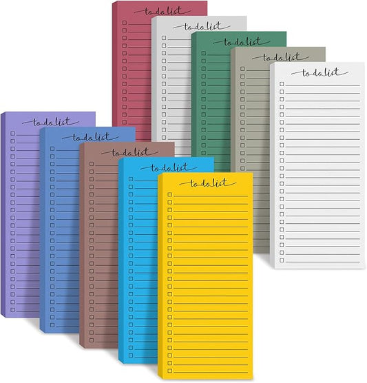 Censen 10 Pack 500 Sheets To Do List Notes Daily Checklist Notepads with 50 Sheets Each Undated Color Memo Pad Block Shopping List Pad Weekly Plan Notepad Organizer Planners(Assorted Color,Lined)-CubbioJoy