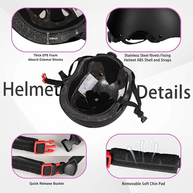 Kids Bike Helmet Set Adjustable Helmet for Ages 3-15 Kids Toddler Boys Girls Youth, Multi-Sport Bicycle Skateboarding Football Rollerskating Scooter Rollerblade Balance Bike Helmets-CubbioJoy