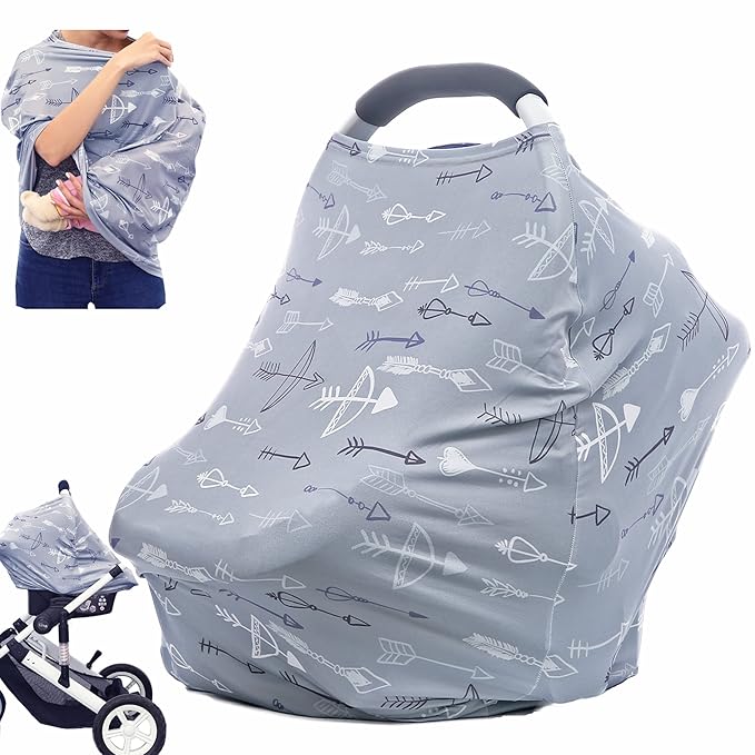 Breastfeeding Cover Carseat Canopy - Multi Use Car Seat Covers for Babies, Infant Stroller Cover, Baby Shower Gifts for Boys and Girls-CubbioJoy