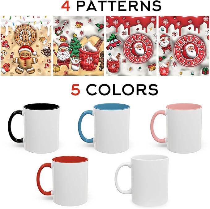 Custom 3D Effect Christmas Mugs with Names, Santa Claus Coffee Mug, Personalized Reindeer Accent Mug Christmas Gifts For Women Men Friends Family Gingerbread Man Mug 11 or 15 Oz-CubbioJoy