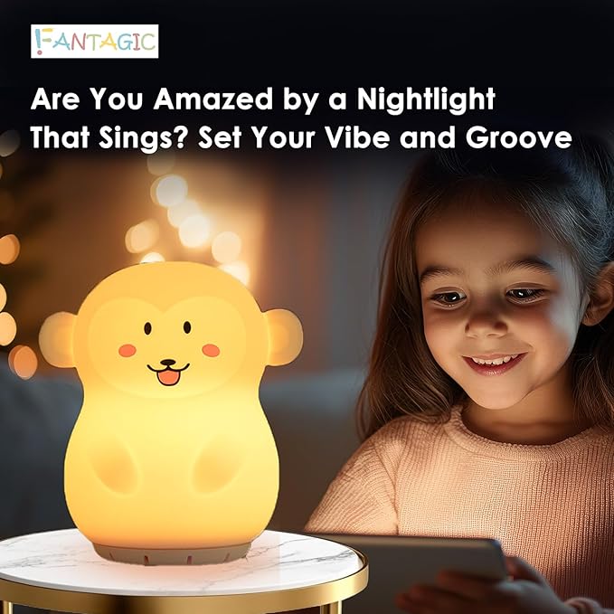 Combined Bluetooth Speaker & Nightlight With 9 Color Emissions, Child Friendly Silicone & BPA Free, USB Recharging, Receives Audio From Computer, Phone Or Tablet, and includes Remote Control (Monkey)-CubbioJoy