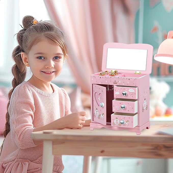 Children Jewelry Box For Girls Pink Princess Castle Girls Little Girl Birthday Christmas girl jewelry box-CubbioJoy