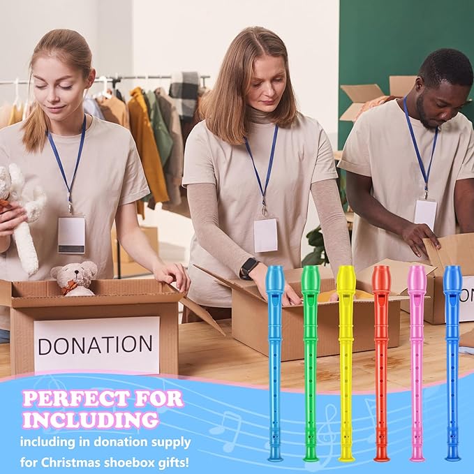 8 Hole Soprano Recorders Descant Flute Bulk With Cleaning Rod German Style for Back to School Gift Christmas Shoebox Supplies Musical Instruments Party Favor (12 Pack)-CubbioJoy