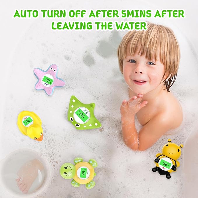 Baby Bath Thermometer, Digital Water Temperature Thermometer with 3 Color Backlit and Temperature Warning, Safety Bath Tube Thermometers Floating Toy for Infant, Toddler-CubbioJoy