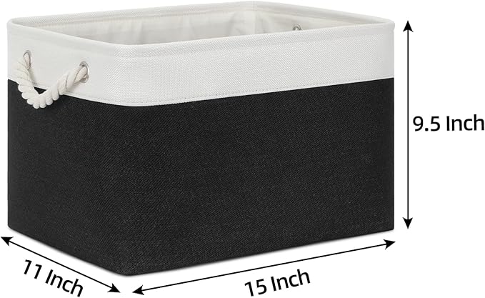 Bidtakay Black Storage Baskets for Shelves [3-pack] Collapsible Organizer Baskets for Laundry Storage 15 X 11 X 9.5 Inches Dog Toy Bins Fabric Storage Bins for Bedroom Home Storage-CubbioJoy