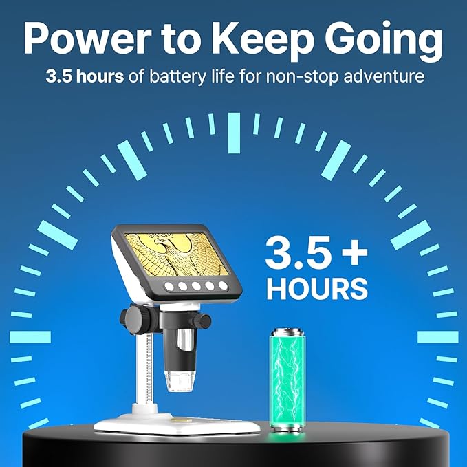 Coin Microscope for Error Coins, 4.3 inches 1080P LCD Digital Microscope, 50x-1000x Magnifier with 8 Adjustable LED Lights, PC View, Compatible with MacOS Windows for Adults Kids-CubbioJoy