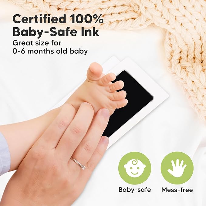 4-Pack Inkless Baby Hand and Footprint Kit - Mess Free Ink Pad for Newborn Keepsake, Dog Nose & Paw Print Kit, Clean Touch Ink Pad for Baby Hand & Footprints, Ideal New Mom Gifts (Jet Black)-CubbioJoy