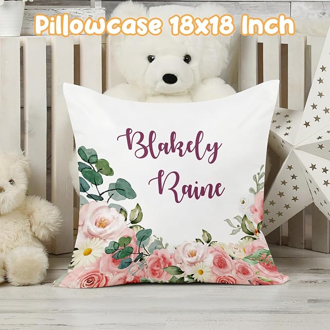 Custom Crib Bedding Set - Owl Design Personalized Name Baby Nursery Bed 3 Pcs Set - Chic Soft Blanket with Dotted Backing, Sheet, Pillowcase for Newborn Girls Boys Gifts Color22-CubbioJoy