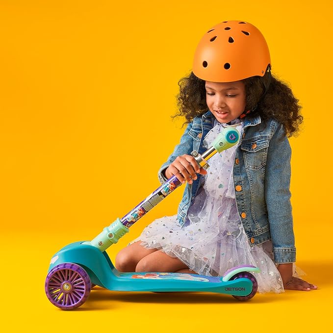Jetson Character Kids Kick Scooter, LED Lights on Stem & Light-Up Wheels, Lightweight Frame, Height-Adjustable Handlebar, Lean-to-Steer System, Easy-Fold Mechanism-CubbioJoy