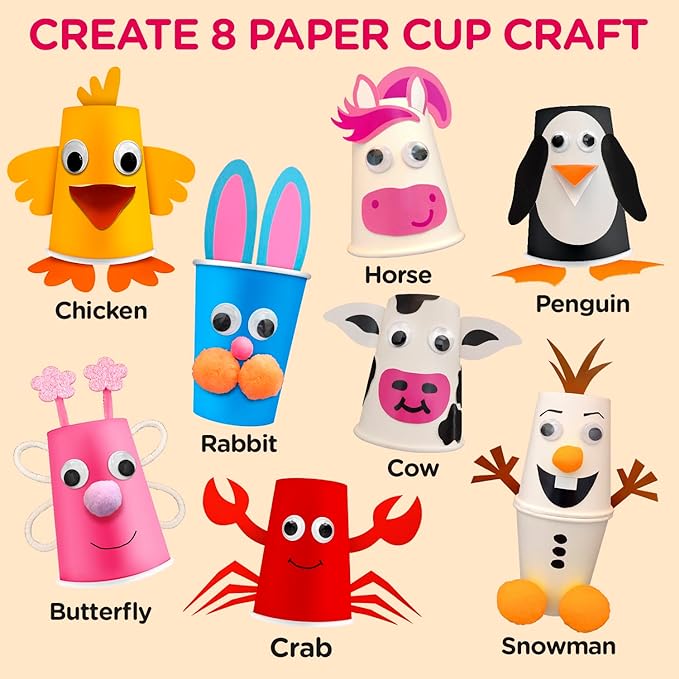 Arts and Crafts Kit for Kids Ages 3, 4, 5, 6 – Create 8 Cute Animal Projects – Gift Set for Girls & Boys-CubbioJoy