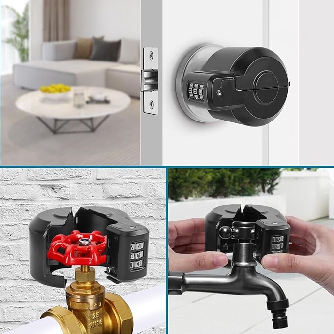 Door Knob Lock Combination Out Device Cover to The Doorknob/Faucet/Water Valve Hose Lock, Temporary Door Handle Combination Lock, Prevents Turning of Door Knob and Access to Keyhole-CubbioJoy