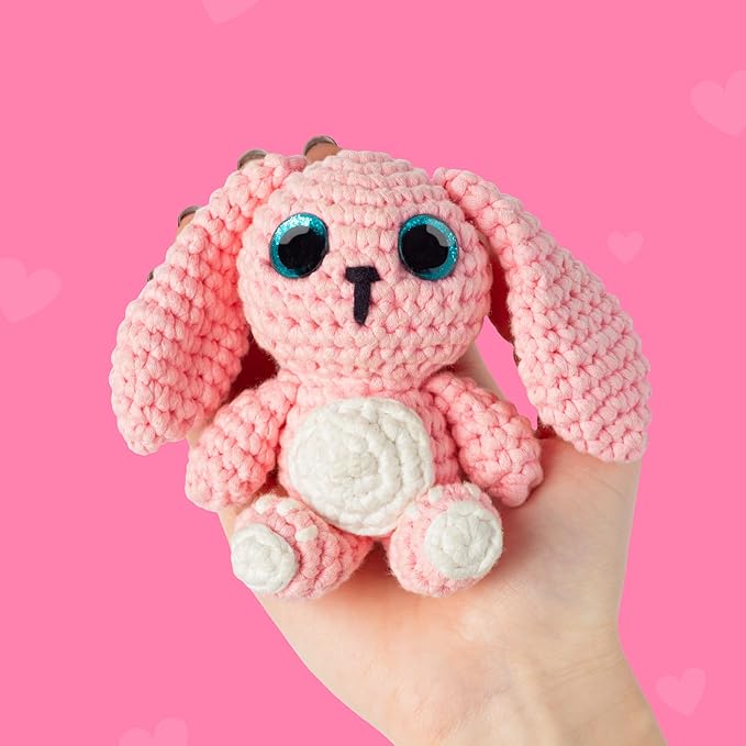Cookie Box Crochet Kit for Beginners - Learn to Craft Amigurumi Stuffed Animals - Knitting Gift for Kids and Adults - Beginner-Friendly Yarn - Stitch-by-Stitch Video Tutorial - Bunny Lola-CubbioJoy