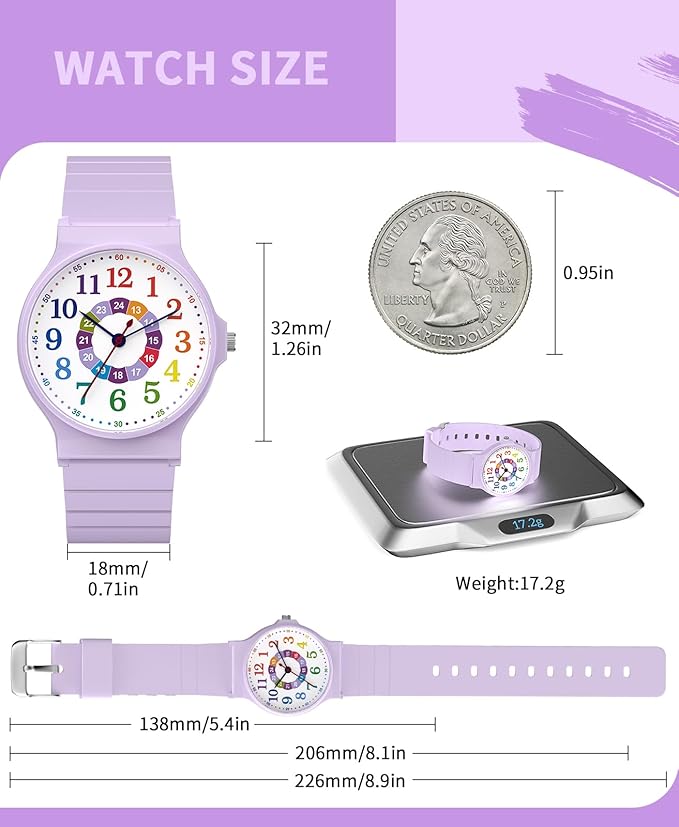 Kids Analog Watch Boys Girls, 30M Waterproof, Sports Watch for Boys, Easy to Read Children's Thin Dial Wrist Watches with Soft Band, for Ages 5-15 Kids Great Birthday Gifts Christmas Day-CubbioJoy
