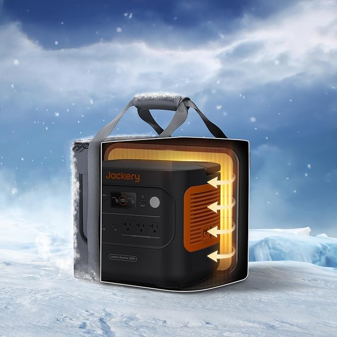 Jackery Explorer 2000 v2 Portable Power Station with Low Temperature Resistant Bag, 2042Wh/2200W LiFePo4 Battery, USB-C 100W Fast Charging for Extreme Cold Condition(-40°F), Power Outages, Emergencies-CubbioJoy