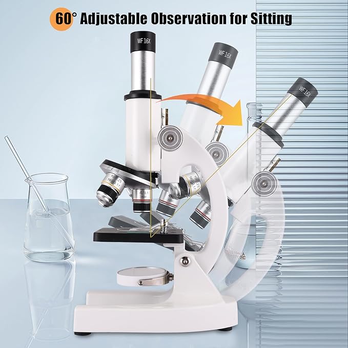 Compound Microscope for Adults & Kids - 40X-2000X High-Power Biological Microscope for Students, School Lab & Home Education, with Slides Set & Phone Adapter-CubbioJoy