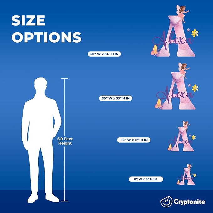 CRYPTONITE Custom Stickers Name & Initial for Fairy Decor I Fairy Pink Room Decor for Girl Bedroom Decor I Personalized Fairy Wall Decals for Little Girl Room Decor I Multiple Size Options (D. Fairy)-CubbioJoy