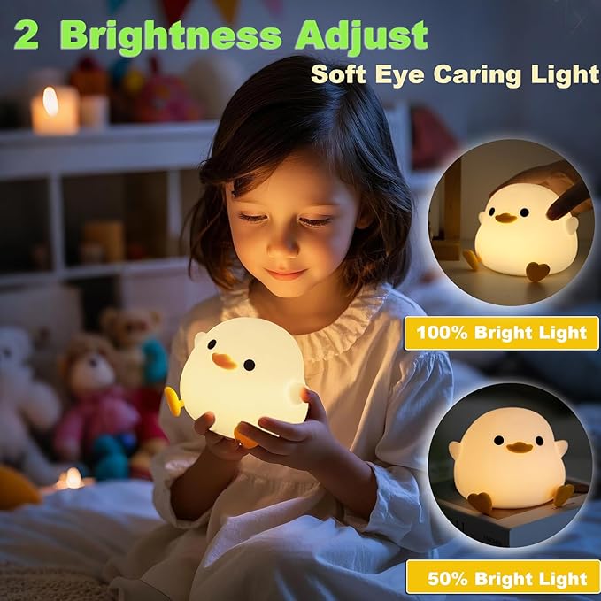 DREAMING MY DREAM Cute Duck Lamp,Do Do Duck Night Light,Silicone Squishy Nursery Bedside Lamp,USB Rechargeable Touch Table Lampfor Bedrooms, Living Room Decor Gift Toy-CubbioJoy