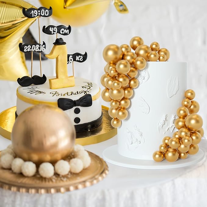 75 Pieces Gold Cake Balls Topper Decorations Foam Cupcake Topper Mini Balloon Cake Topper Balls Cake Picks for Cake Deco Birthday Party Wedding-CubbioJoy