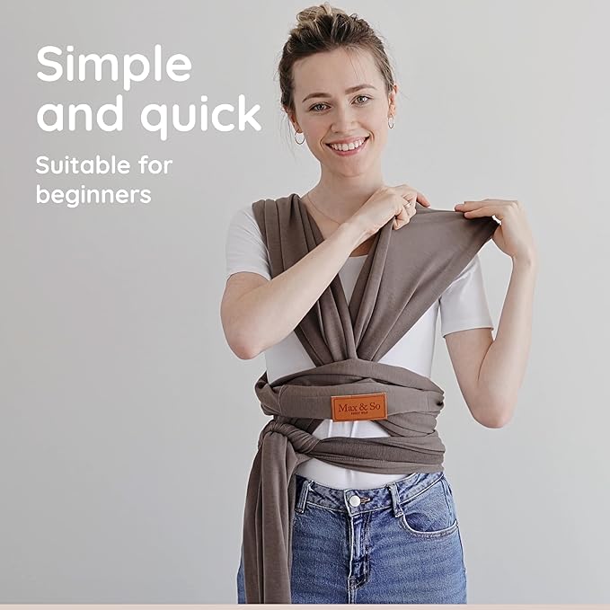 Baby Wrap Carrier - Premium Cotton Baby Carrier Wrap for Newborn to Toddler- Infant Carrier for Babies 8-35 lb - Baby Holder One Size Fits All with Front Pocket by Max&so-CubbioJoy