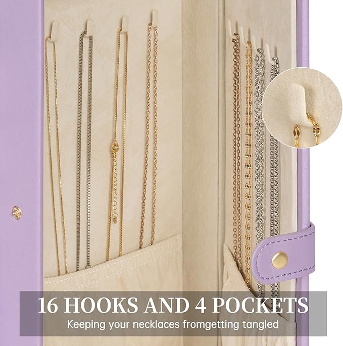 AKOZLIN Extra Large 6-Tier Jewelry Box Organizer Functional Huge, 5 Drawers Leather Jewelry Storage Case for Women Girls Ring Necklace Earring Bracelet Holder Organizer with Mirror Violet-CubbioJoy