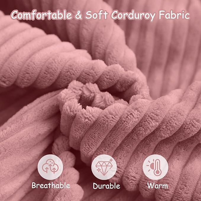 COMAX Kids Bean Bag Chair Turn into Beanbag Bed, Toddler Bean Chair Corduroy for Girl Boy Sleeping, Lazy Children Bean Bags with Filler, Convertible Child Floor Mattress, Light Pink-CubbioJoy