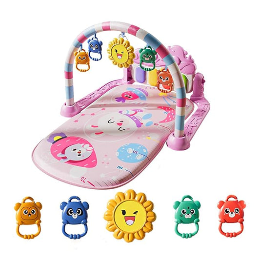 Alive Lovely Baby Gyms Play Mats, Musical Activity Center Baby Piano Gym Mat, Music and Lights Tummy Time Padded Mat for Newborn Newborn 0 to 3 6 9 12 Months-CubbioJoy