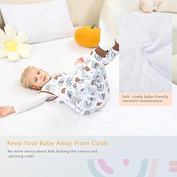 Baby Toddler Sleep Sack with Feet 2.5 TOG Winter, Wearable Blanket with Legs, Toddler Sleeping Sack Long Sleeve (Bear, 12-24 Month)-CubbioJoy