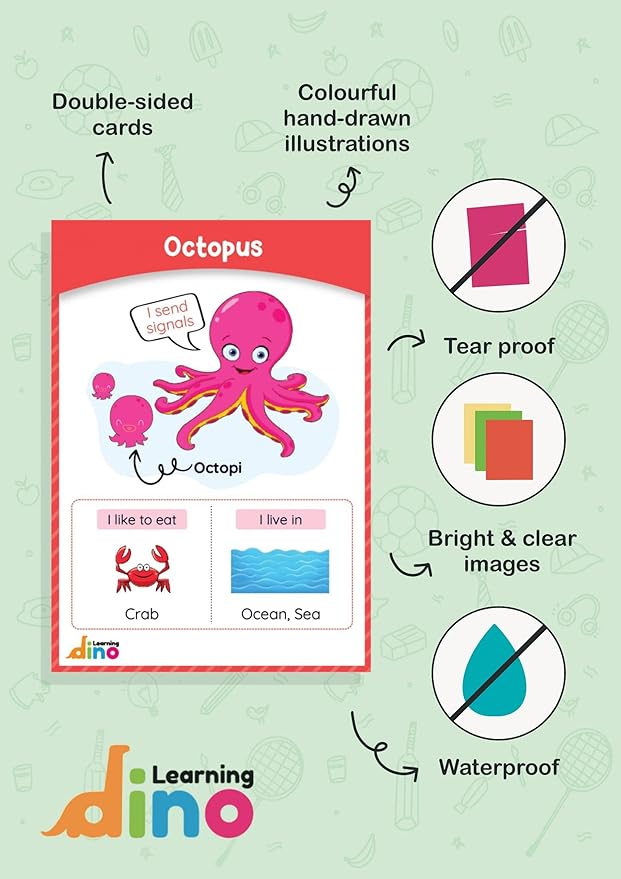 Animals and Their Babies Flashcards | Animal Sound | Animal Habitat Flashcards for Toddlers and Kids - 40 Animals - Non Tearable and Water Resistant | Reusable-CubbioJoy