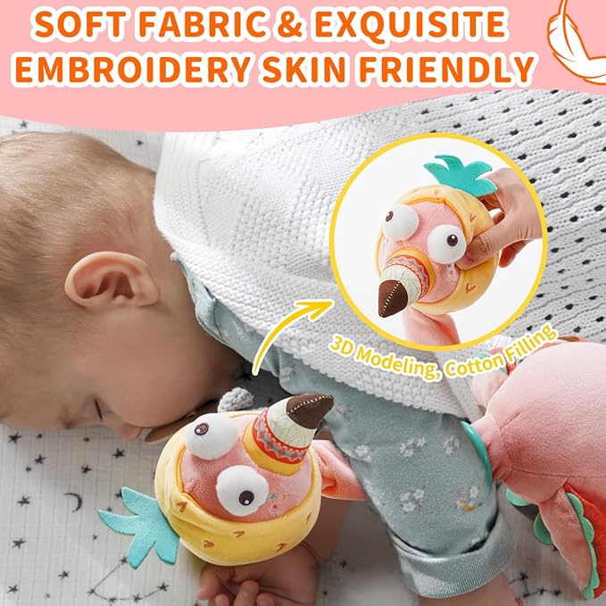 Jollybaby Plush Talking Singing Dancing Musical Flamingo Toy for Toddlers 1-3 Just Like Cactus Toy, Music Mimicking Interactive Toy for Crawling Kids, Sensory Stuffed Toy Gift for Baby 0-6-12 Month-CubbioJoy