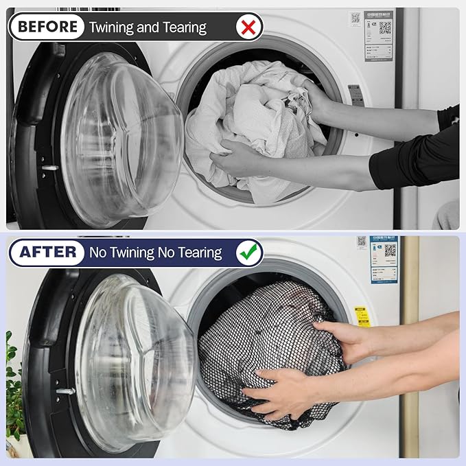 3Pcs Mesh Laundry Bags Washing Machine Mesh Wash Bags Jumbo for Delicates Clothes,Bed Linen,Toys with Drawstring Closure Sturdy (Black, Jumbo 3 pcs)-CubbioJoy