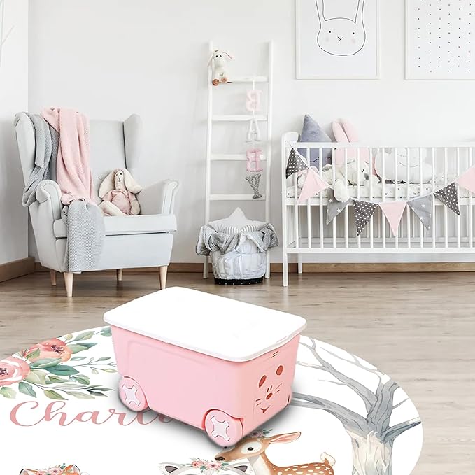 Custom Nursery Crib Bedding Set: Personalized Name 4 Piece Sika Deer & Fox Pattern Baby Crib Sets for Girls - Toddler Double Layer Blanket Set, Comfortable Crib Bed Sheets for Baby Toddlers-CubbioJoy