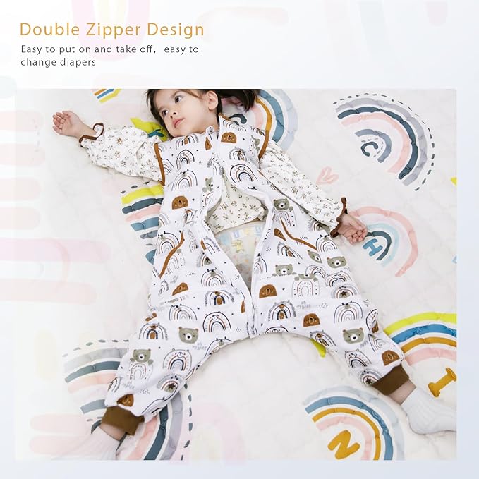 Baby Toddler Sleep Sack with Feet 2.5 TOG Winter, Wearable Blanket with Legs, Toddler Sleeping Sack Long Sleeve (Bear, 5T-7T)-CubbioJoy