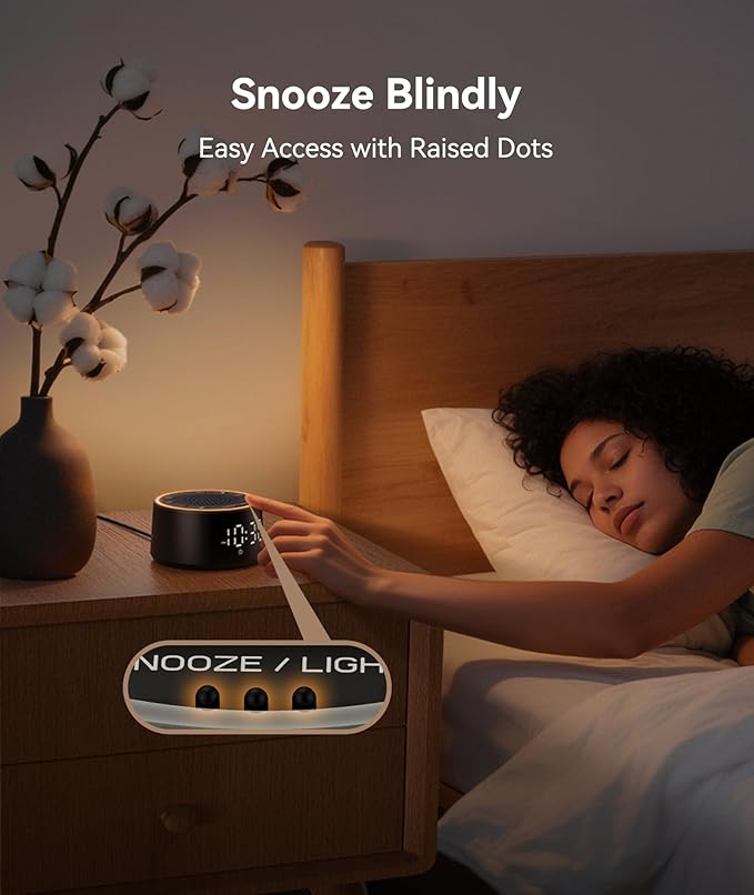 Dreamegg Sound Machine for Sleep - D1 Nova White Noise Sound Machine for Baby Adult with Alarm Clock, Soothing Sounds, Dimmable, White Noise Alarm Clocks for Bedrooms Heavy Sleepers Travel, Black-CubbioJoy