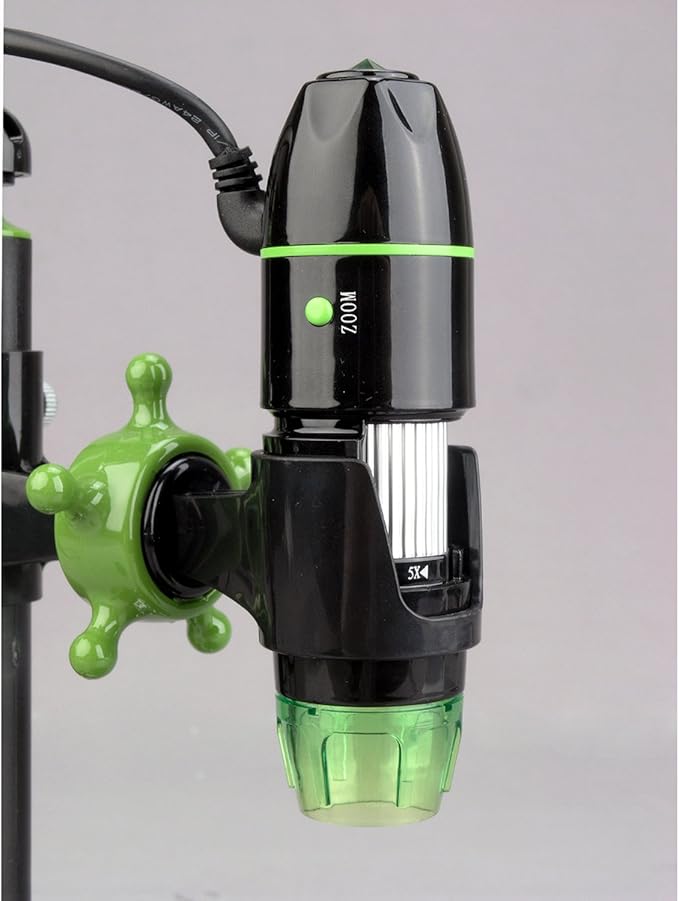 Amscope UBW500X0200M Digital 2MP USB Microscope, 5X-500X Magnification, 4X 3D Digital Zoom, Built-In Eight LED Light Source, Table Stand, Includes Software CD-CubbioJoy