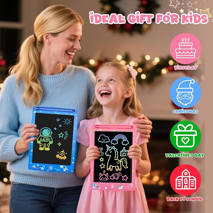 2 Pack LCD Writing Tablet for Kids, Erasable and Reusable Toddler Doodle Board in 8.5 inch, Ideal Educational Drawing Pad for Learning Toy for Ages 3-8 Gifts for Girls Boys-CubbioJoy