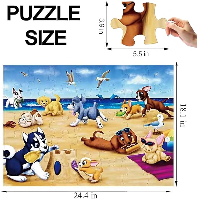 Jumbo Floor Puzzle for Kids, Large Jigsaw Puzzles 35 Piece for Kids Ages 3-5,Preschool Learning & Education Toys, Gifts for 4-8 Year Old Boys and Girls (Dog Animals)-CubbioJoy