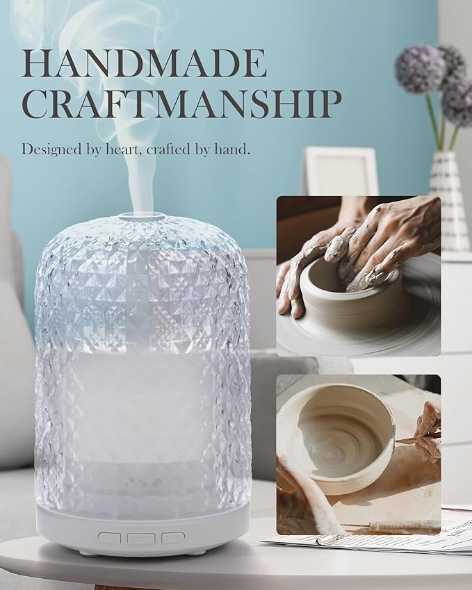 Aromatherapy Diffuser – Ultrasonic Essential Oil Diffuser, Health Night Light, Timer & Auto Shut-Off, BPA-Free, 120ml Diffusers for Home, Office, or Spa-CubbioJoy