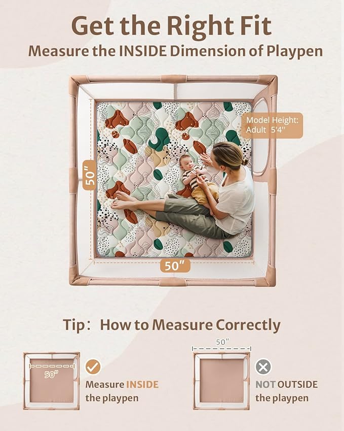 Blissful Diary Baby Play Mats for Floor, 50x50 Inch Crawling Mat for Playpen, Thick Padding Foam Playmats for Babies and Toddlers, Modern Abstract-CubbioJoy