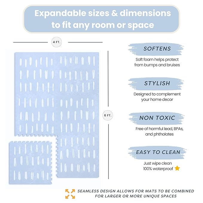 Baby Play Mats for Floor - Shoreline (4x6ft) - Premium EVA Foam Play Mat for Babies & Toddlers - Perfect for Tummy Time, Crawling, Playroom - Stylish & Comfortable Kids Play Mat-CubbioJoy