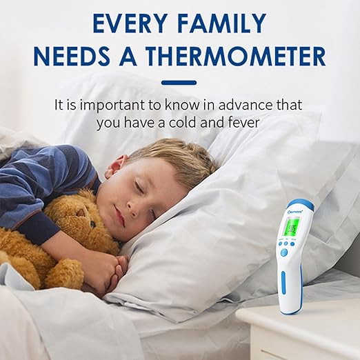 Berrcom Non-Contact Infrared Forehead Thermometer for Adults and Kids, 3-in-1 Digital Fever Thermometers with LCD Display and Fever Alert, Contactless Temperature Reader-CubbioJoy